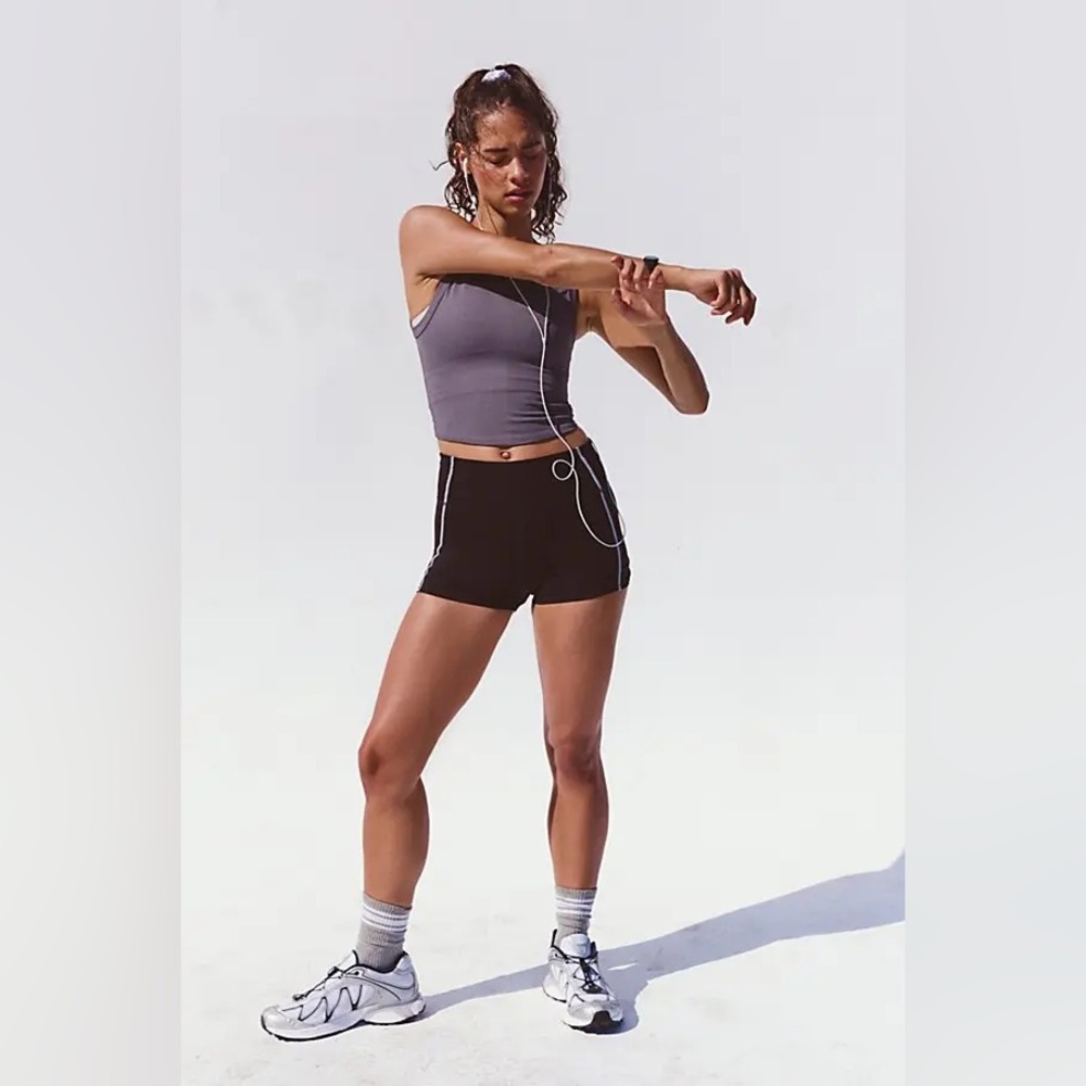 Free People Gray Ribbed Crop Tank Top - Picture 3 of 4